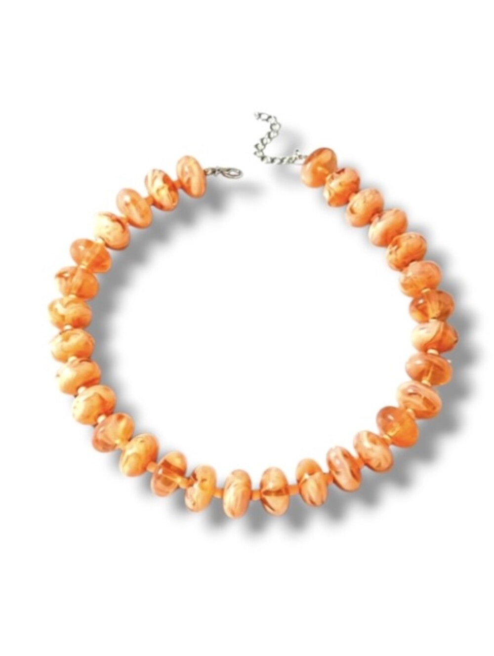 New! Chunky Orange Marbled Beaded Choker Necklace #1085